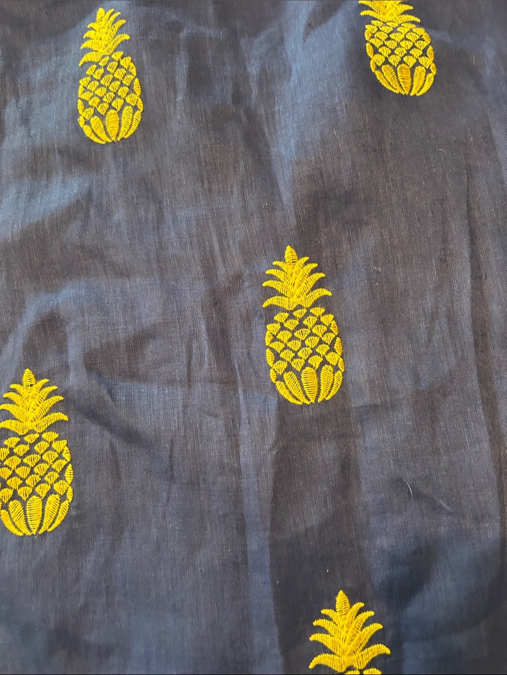 Tyler Boe 💯%Linen Blue Dress w/Yellow Pineapples embroidered everywhere.szSMALL - Picture 14 of 14